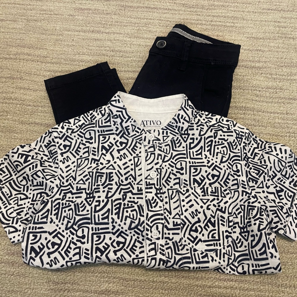 Ativo boys size 4 navy pants and short sleeve shirt